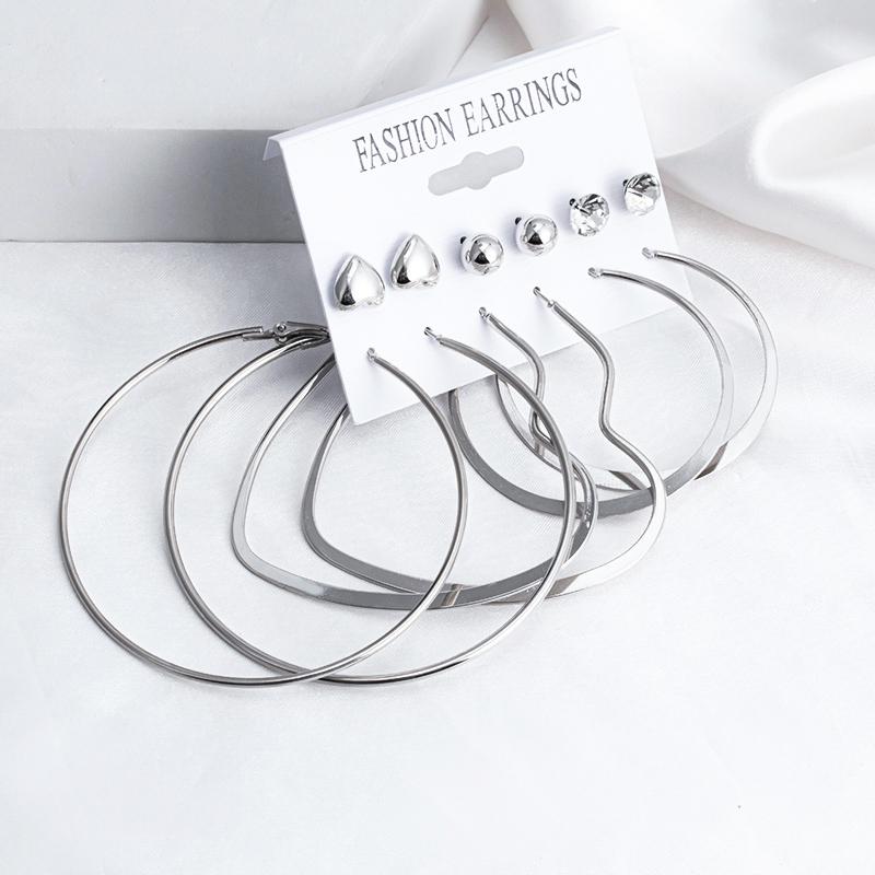 Bohemian Steel Silver Big Circle Ear Wire Simplicity Hoops Loop Earrings For Women Dangle Earring Jewelry Making AccessoriesGift Hoop & Hugg