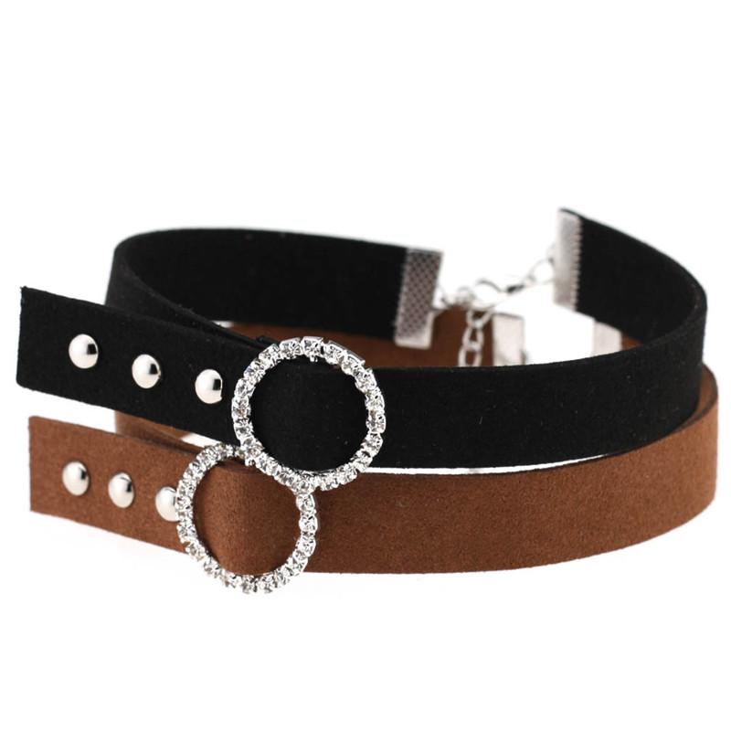 Punk PU Leather Heart Round Spike Rivet Studded Choker Necklace Gothic Women Black Jewelry Birthday Party Gift Chocker Collar Chokers