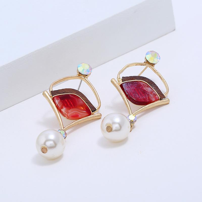 Handmade Geometric Drop Earrings For Women Wedding Pearl Dangel Fashion 2021 Christmas Trendy Jewellery Accessories Dangle & Chandelier