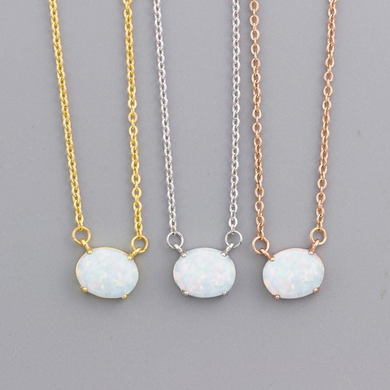 Pendant Necklaces Dainty Round Opal Necklace Stone Jewelry Ethiopian Birthstone Choker Gifts For Women Collier Femme