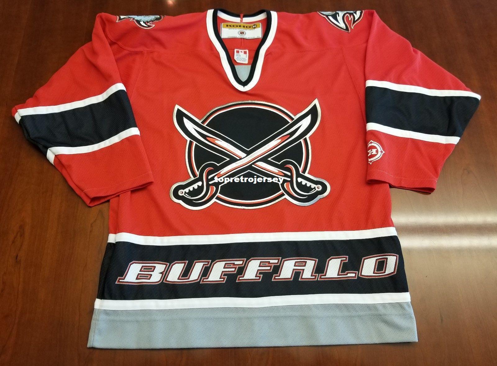 Wholesale Custom Buffalo Sabres Vintage Koho Cheap Hockey Third Jersey Swords Red Mens Retro Jerseys