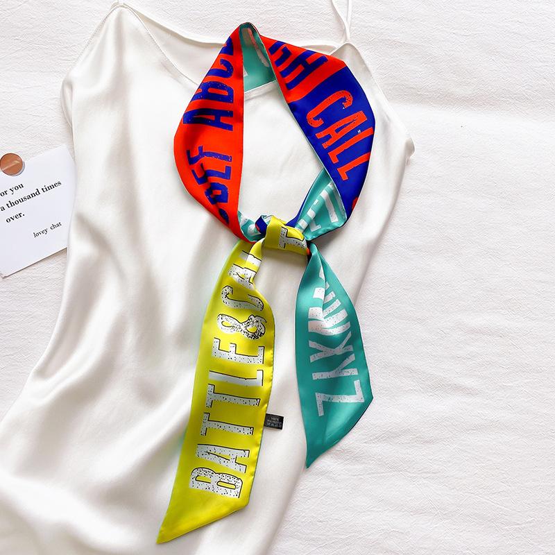 Scarves KOI LEAPING Korean Style Plaid Narrow Long Ribbons Women&#039;s Fashion Tie Bag With Hair Band Four Seasons Scarf