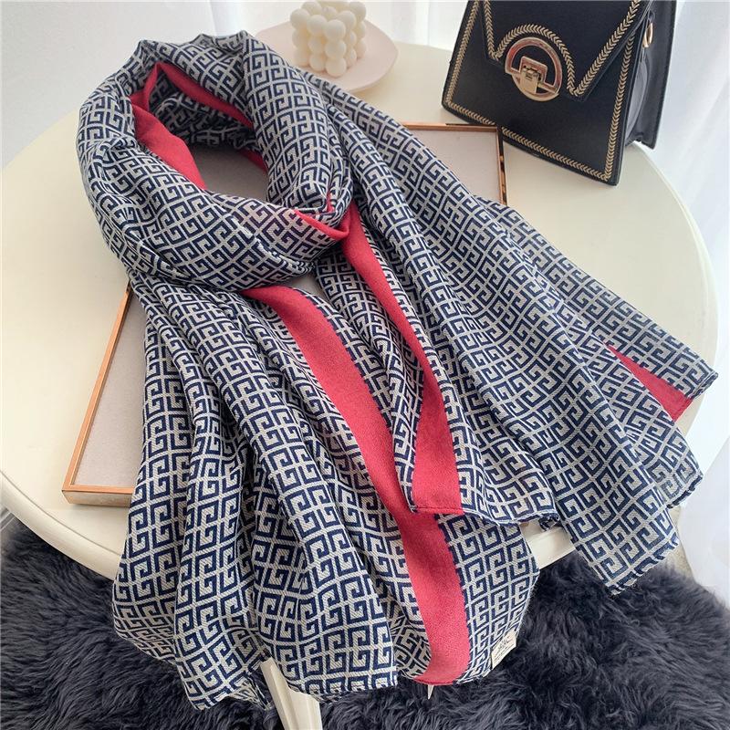 Scarves Ladies Soft Blanket Oversized Plaid Scarf Shawl Letter Printing Spring And Autumn Warm Decorative