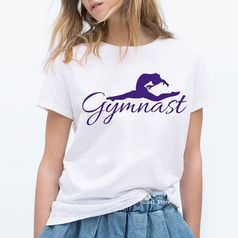 Women&#039;s T-Shirt Summer Watercolor Ballet Dancer Printed Girl White T shirt Kawaii Gymnastics Dance Lover Gift Tee Shirt Femme Tshi