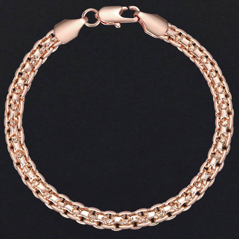 Link, Chain 3-5mm Wide Mens Womens 585 Rose Gold Braided Weaving Curb Bracelet Chains Link Fashion Wedding Party Jewelry Gifts DGB395