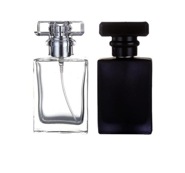 2021 30ml Glass Perfume Spray Bottles Portable Atomizer Empty Refillable Clear Black Travel Cosmetic Container Parfum Empty Bottles
