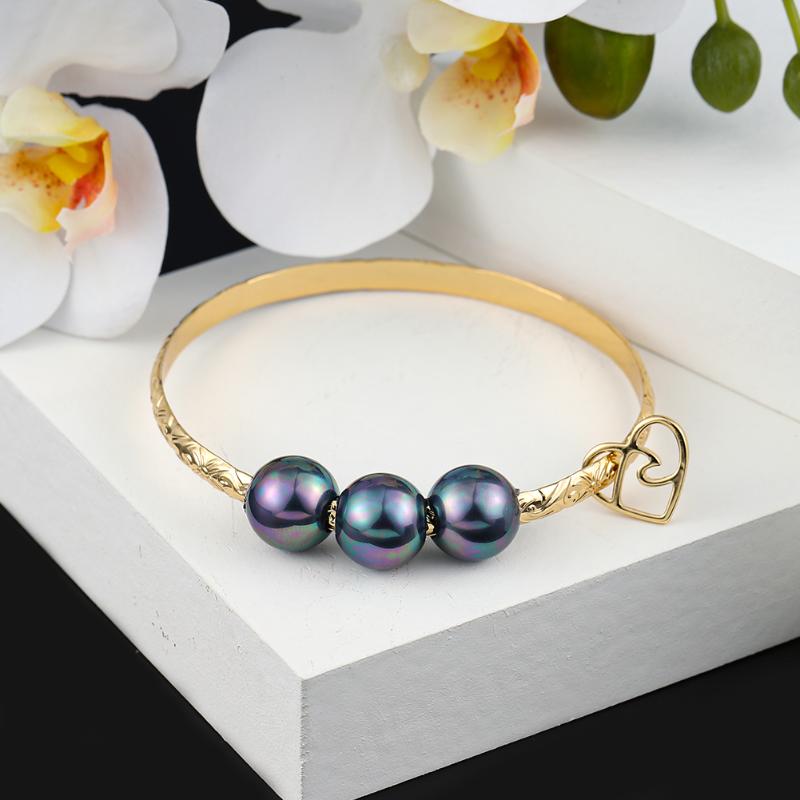 Bangle SophiaXuan Polynesian Bracelet Woman Hawaiian Fashion Pearl Heart Charm Bracelets Summer Beach Jewelry Wholesale For Women Gift