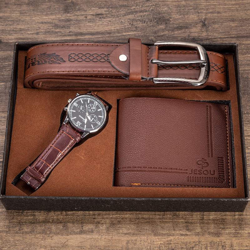 Wristwatches Men&#039;s Gift Set Beautifully Packaged Watch + Wallet Leather Belt Selling Creative Combination
