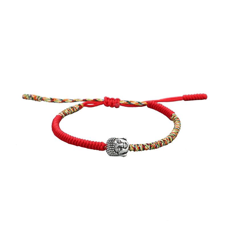 Charm Bracelets Tibetan Buddha Head Amulet Bracelet On Hand Handmade Woven Colorful Knot For Friend Gift Dropshiping