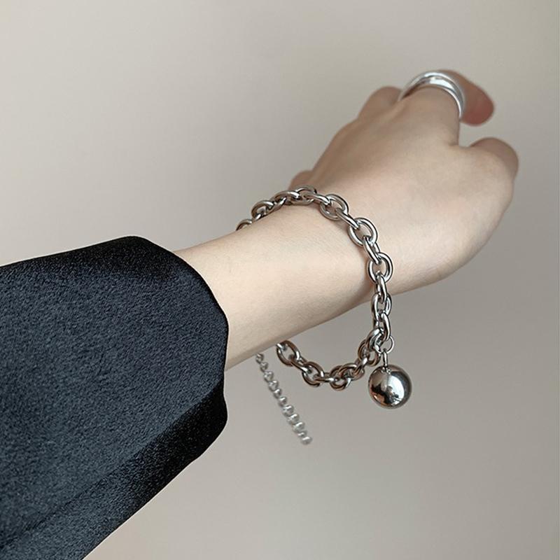 Chokers Cool Punk Hip Hop Charm Gold Silver Color Round Ball Pendant Necklaces Bracelet For Women Girl Jewlery