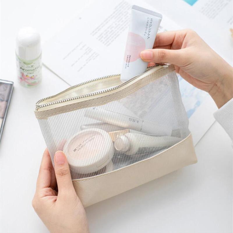 Cosmetic Bags & Cases Waterproof Mesh Makeup Bag Women Clear Storage Washing Pouch Travel Portable Make Up Organizer Box Lipstick