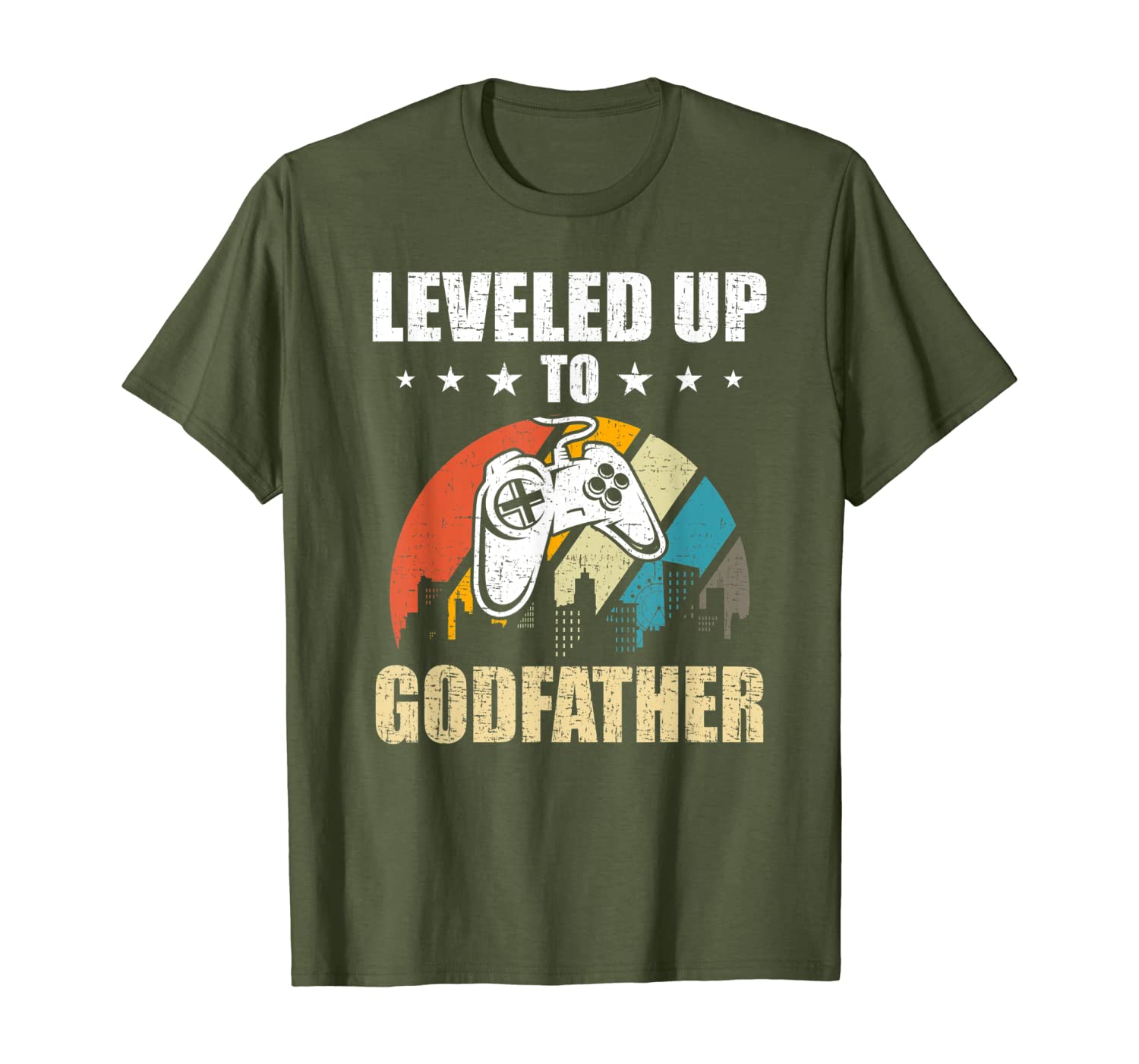 Leveled up to Godfather Funny Video Gamer Gaming Gift T-Shirt