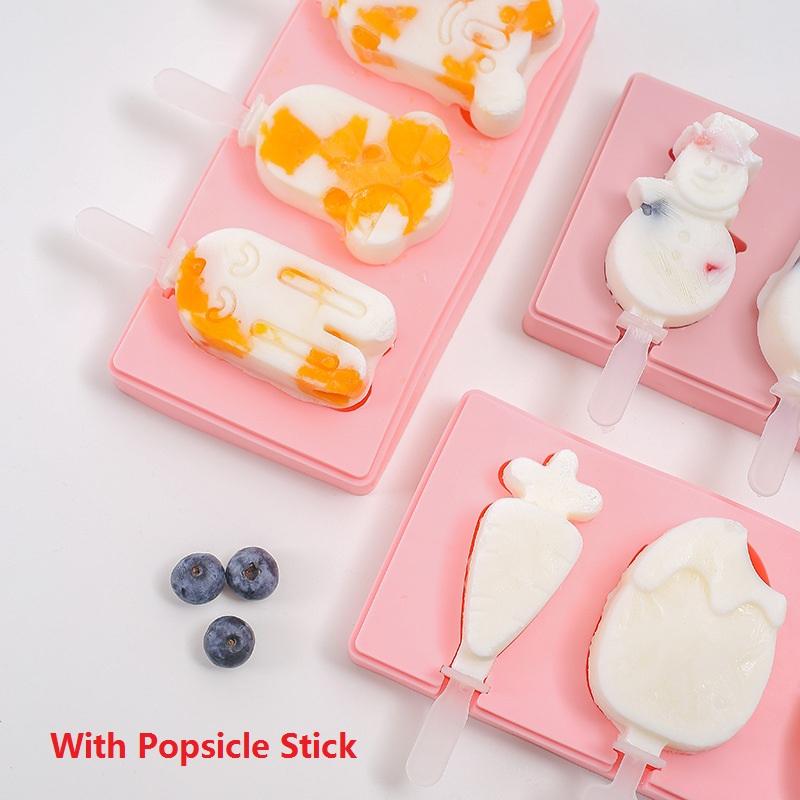 Baking Moulds Kitchen Gadget Silicone Ice Cream Mold Tray DIY Popsicle Bucket Homemade With Stick Cartoon Making