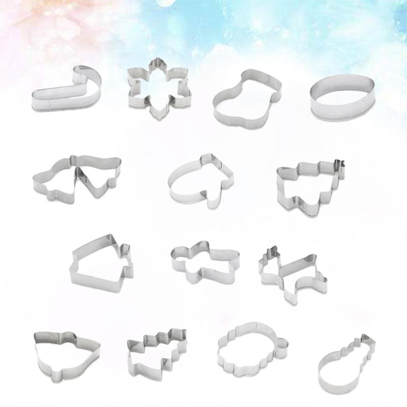 Baking Moulds 14PCS Christmas Cookies Cutters Snowman Elk Biscuit Mold Stainless Steel DIY Tools For Kitchen Baker