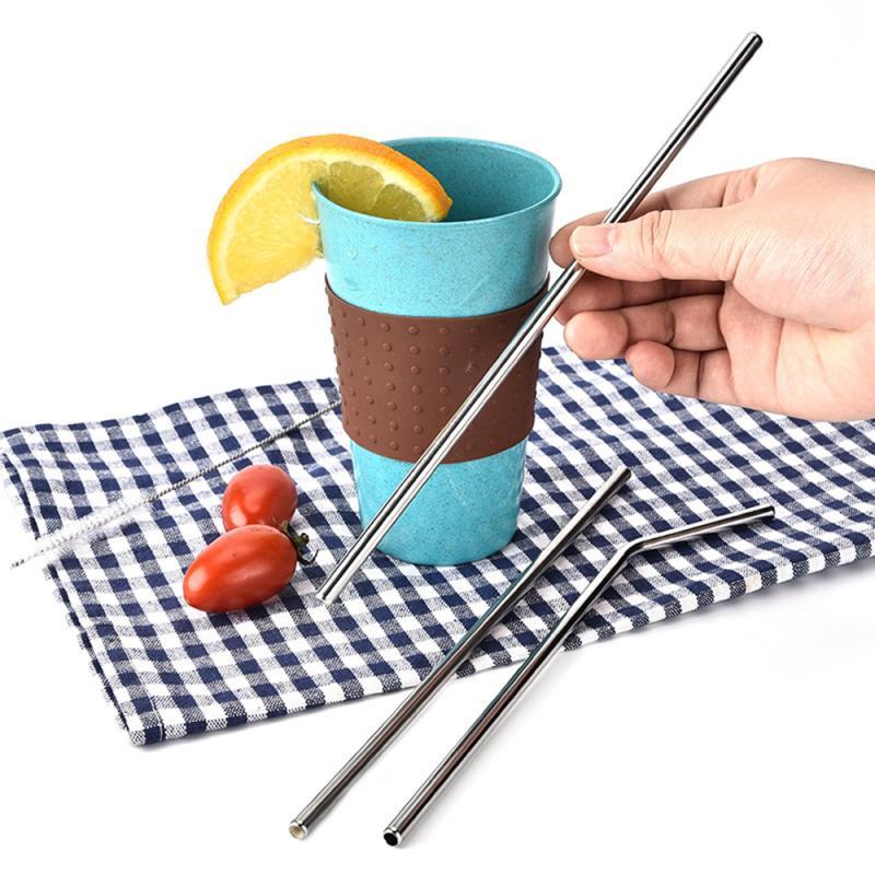 Drinking Straws 75set Stainless Steel Straw Set 1 Brush Bends Pipe Elbow Straight Tubes Home Tableware Bar Accessories For Kitchen