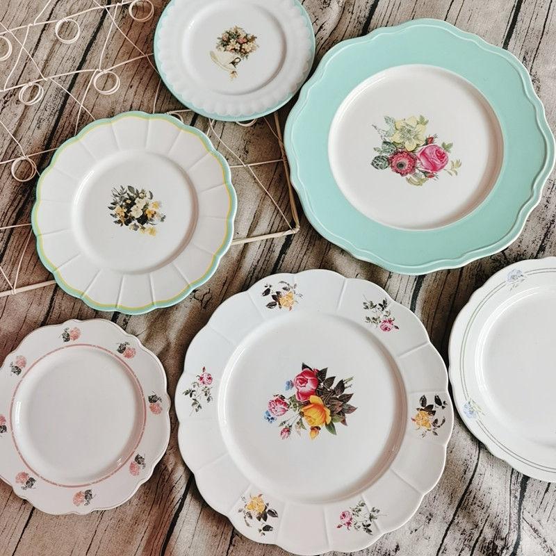 Dishes & Plates American Retro Ceramic Steak Main Plate Afternoon Tea Dessert Household Kitchen Utensils Serving Fruit