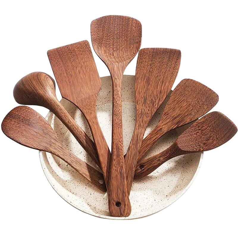 Dinnerware Sets Natural Wooden Spoon & Fork Dinner Kit Rice Soups Utensil Cereal Handmade Home Tableware Cutlery For Kicthen Big