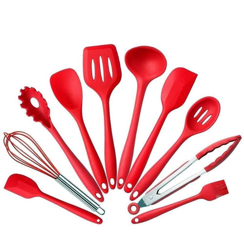 Dinnerware Sets 1 PCS Lytwtw&#039;s Silicon Kitchen Accessories Ware Cutlery Set Tableware Red - Black