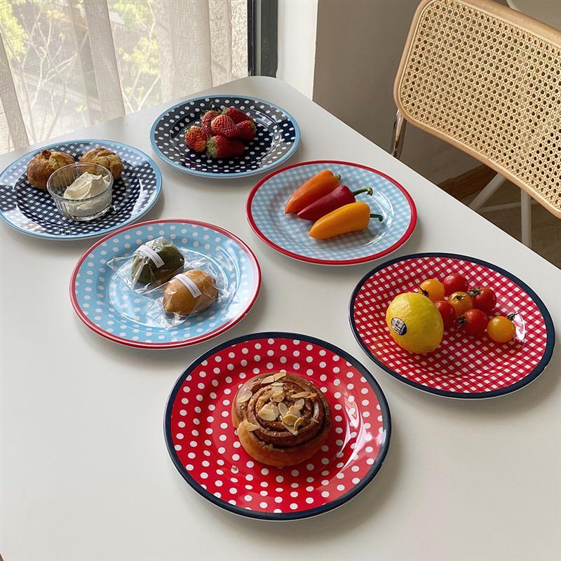 Dishes & Plates 9 Inch Imitation Porcelain Plate Dinner Fruit Thickened Snack Dessert Cake Pastry Tray Tableware Decoration