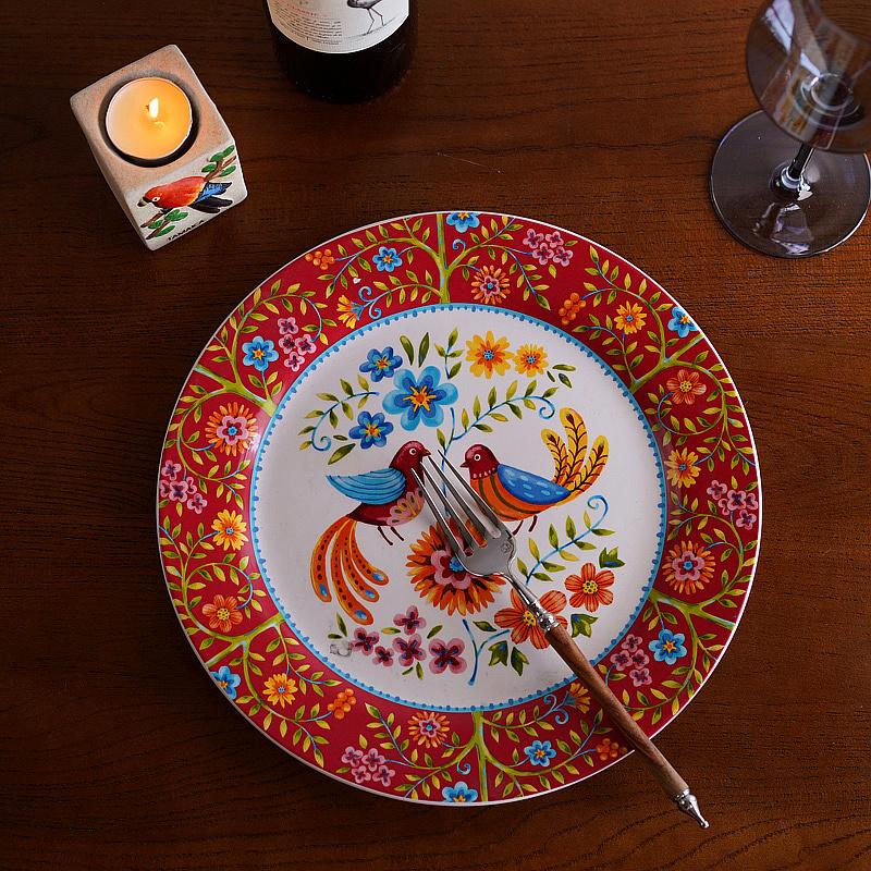 Dishes & Plates European Bohemian Flower And Bird Series Ceramic 10 Inch Western Plate Main Meal Steak Pasta