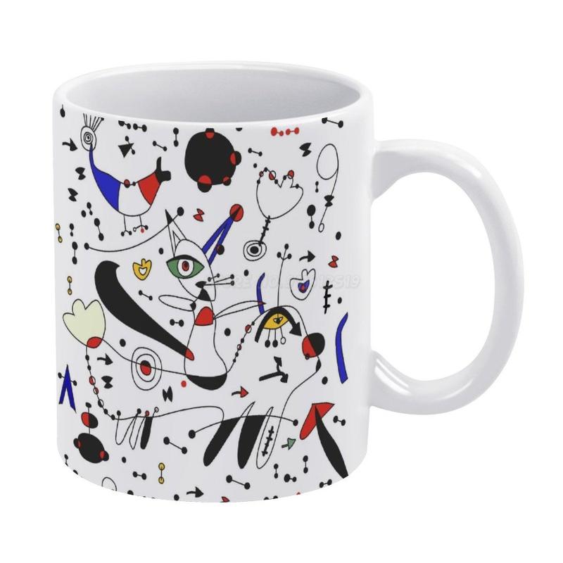 Mugs Miro Inspiration White Mug Coffee 330ml Ceramic Home Milk Tea Cups And Travel Gift For Friends Abstract Geometrical Chi