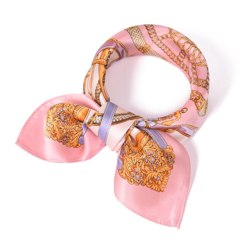Bandanas SUMEIKE 100% Natural Silk Printed Small Squares Scarves Fashion Ladies Neck Turban Scarf Hair Accessories