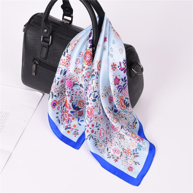 Bandanas SUMEIKE 100% Pure Silk Floral Printed Small Square Scarf Scarves Head Neck Hair Foulard Fular Bufanda Accessories