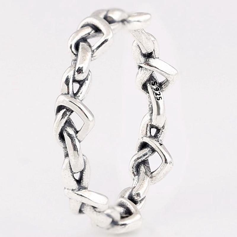 Cluster Rings Original 925 Sterling Silver Pan Ring Heart Interwoven For Women Wedding Party Gift Fashion Jewelry