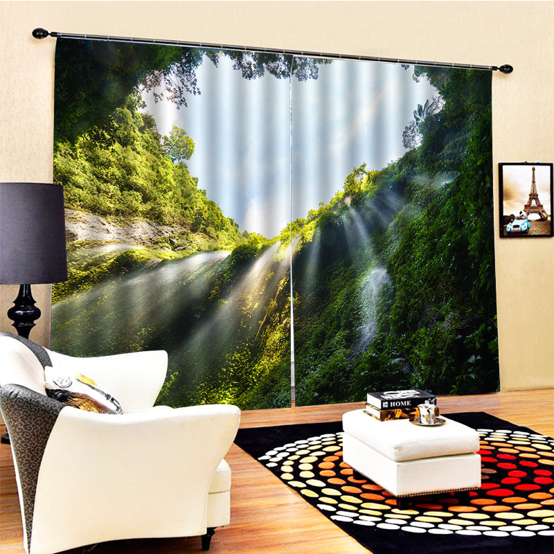 High quality custom 3d curtain fabric sun heart curtains 3D Curtains For Living Room office Bedroom