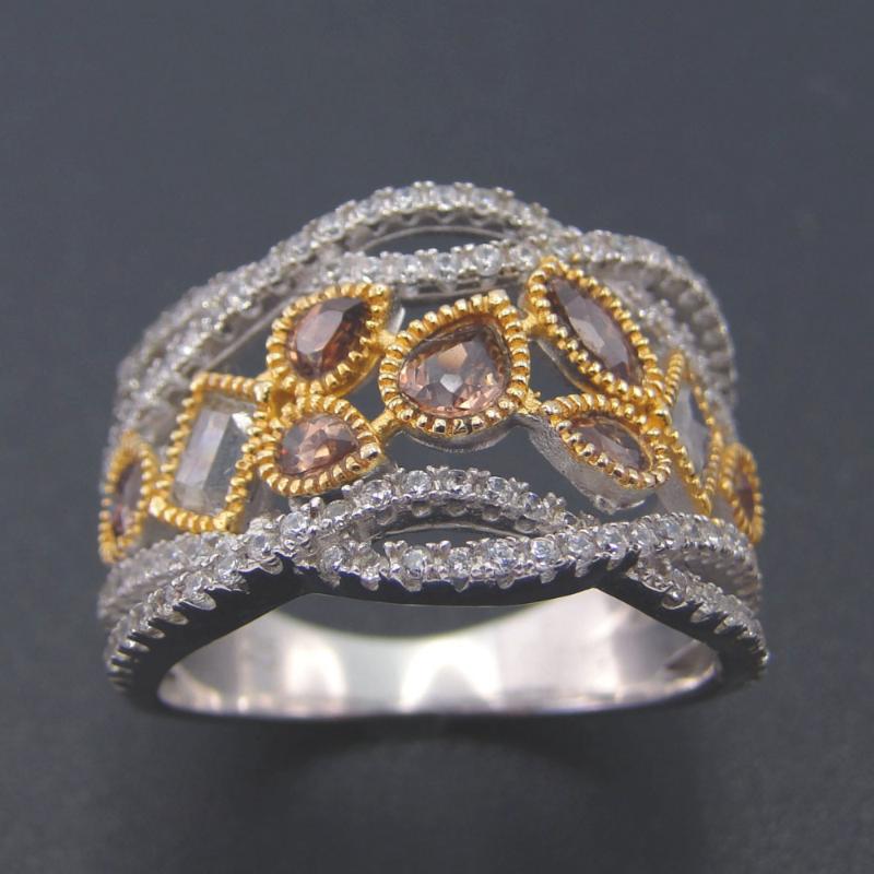 Cluster Rings Silver Bands Women With CZ Trendy Attractive 100% 925 Sterling Ring Wedding Jewelry Party Gift Size 6-7