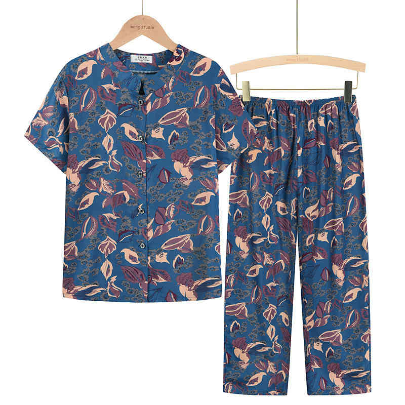 Women&#039;s Sleepwear Middle-Aged Summer Pajamas Women ma Casual Home Suit Elderly Clothes Mother Short Sleeve Two-Piece Pijama Set 4X