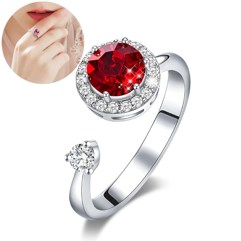 Wedding Rings Trendy For Women Round Rhinestone Inlaid Open Finger Ring Adjustable Jewelry Birthday Gift
