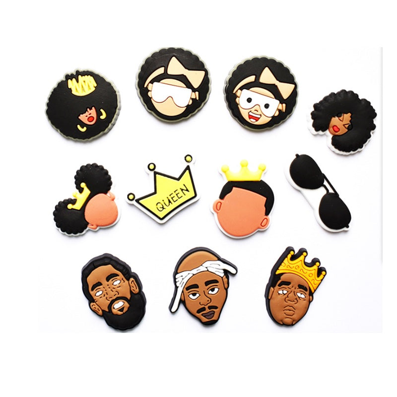 Black cute cartoon PVC Shoe Charms Buckles Action Figure Fit Bracelets Croc JIBZ accessoriesWristband Boys Gift