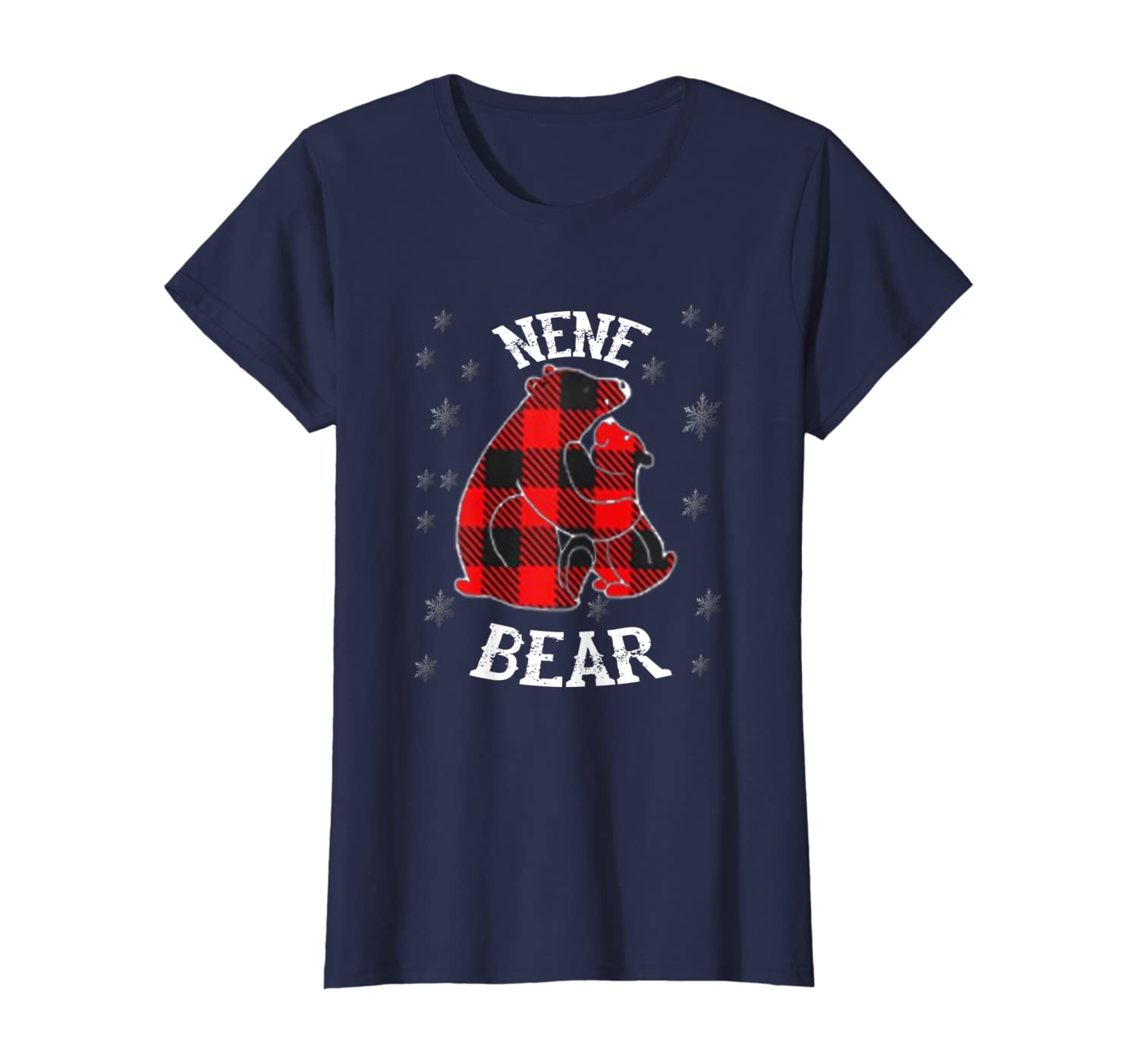 Womens Red Plaid Nene Bear Matching Pajama Family Xmas Gifts T-Shirt