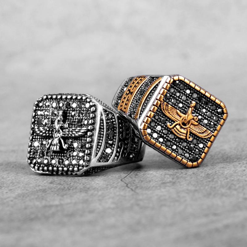 Cluster Rings Stainless Steel Men Religion Islam Gold Luxury Punk Rock HipHop For Biker Male Boyfriend Jewelry Creativity Gift Wholesale