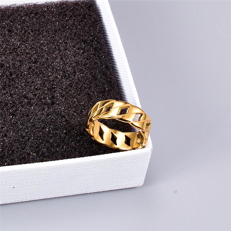 Cluster Rings YUN RUO Fashion Personality Gold Chain Ring Finger Yellow Woman Gift Titanium Steel Stainless Jewelry Never Fade