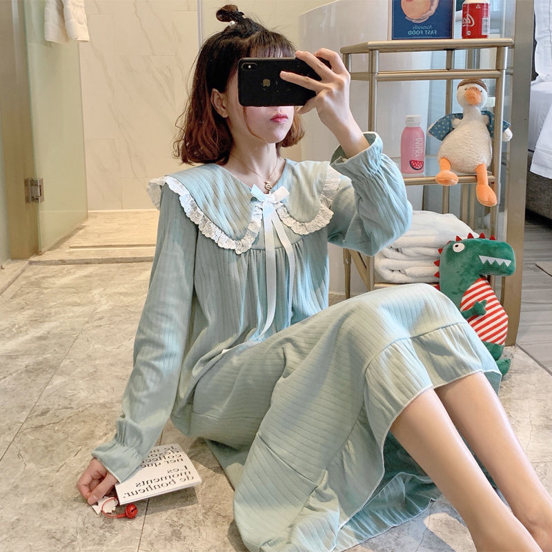 Women&#039;s Sleepwear Korean Sweet Princess Dress Spring Summer Nightgowns Women Casual Loose Ladie&#039;s Nightshirt Thin Long Sleeve Nightdress Q