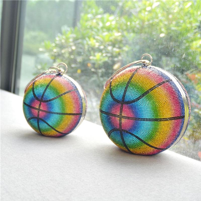 Cosmetic Bags & Cases Basketball Shaped Clutch Rhinestones Evening Purse Glitter Ball Handbag Street Sport Style For Women Girls
