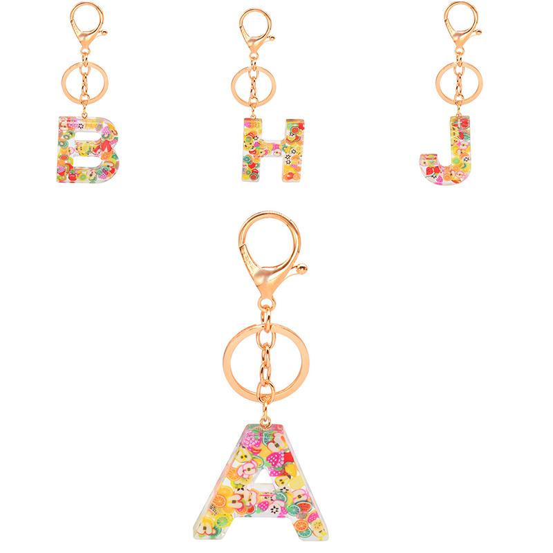 Keychains 26 English Word Keychain Keyring Handbag Charm Gold Glitter Resin Acrylic Lightweight Letter Fashion Accessories