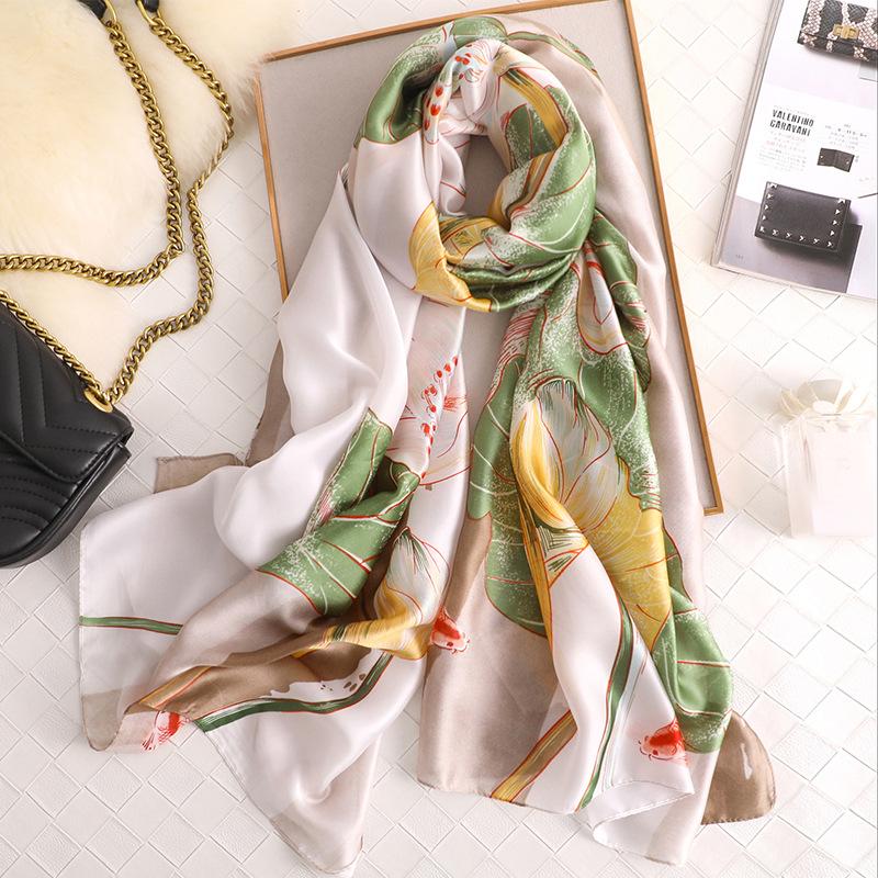 Scarves Luxury 2021 Silk Scarf Women Shawls Wraps Brand Travel Hijab Scarfs Lady Beach Foulard Female Neck Headband