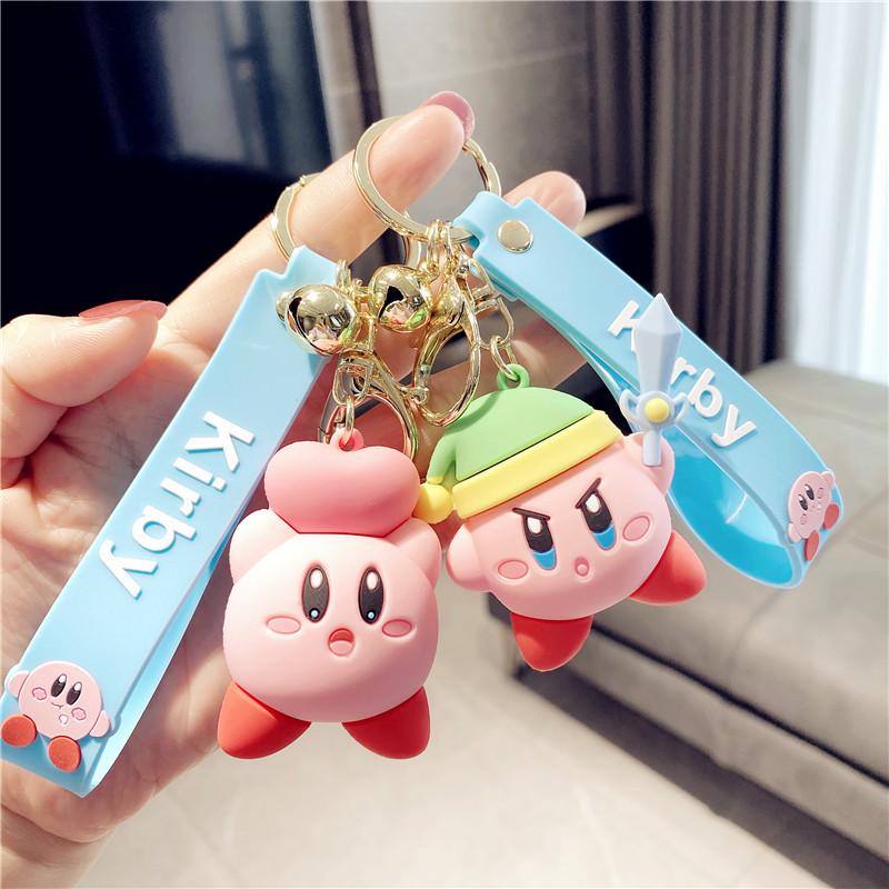 Keychains 2023 Kawaii Special Pink Kirby Star Animal Pendant Silica Gel Keychain For Woman Bag Car Dolls Kids Toys