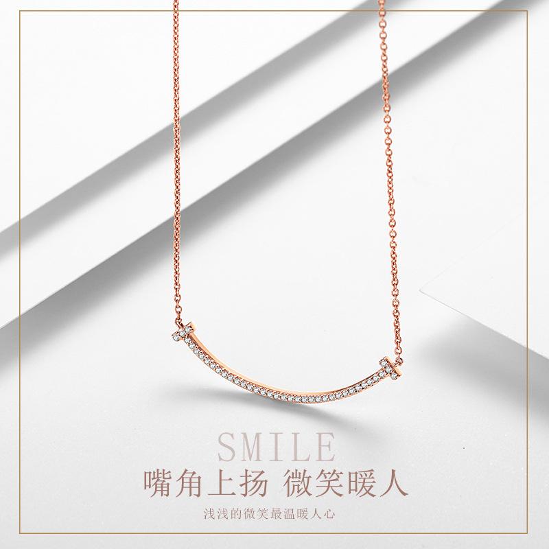 Pendant Necklaces Smile Necklace Collarbone Chain Titanium Steel Plated Rose Gold Color Choker