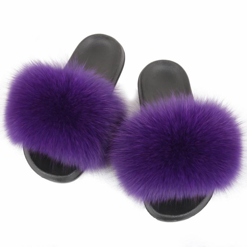 Slippers Women Fur Heart-shaped Mixed Colors Fluffy Real Slides Female Sandals With Home Cute Plush Shoes