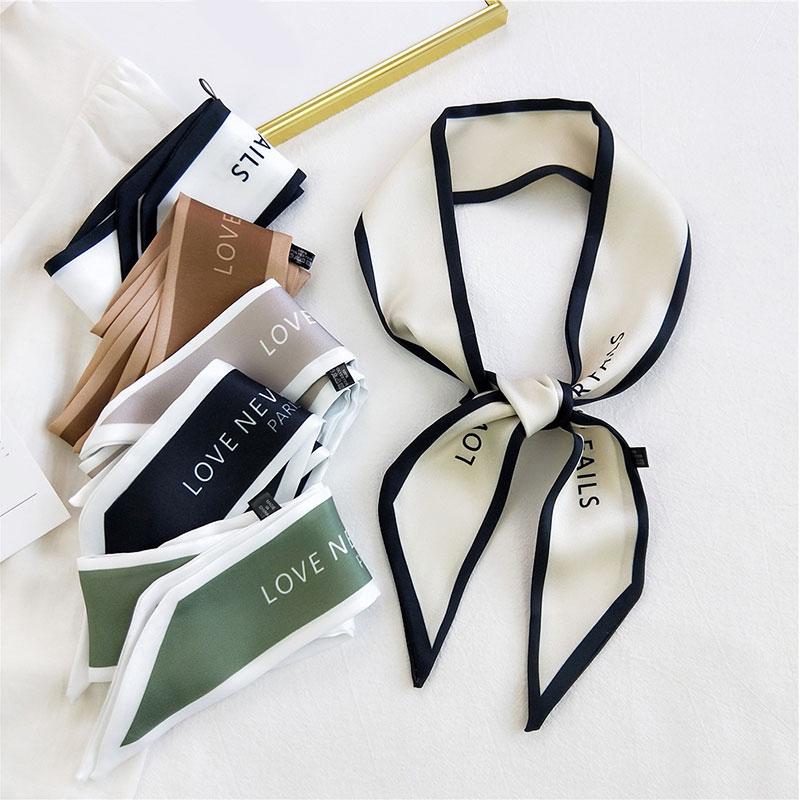 Scarves Silk Satin Scarf Handle Bag Ribbons Letters Print Long Strip Small DIY Hair Tie Band Multi-Function Decorative Neckerchief