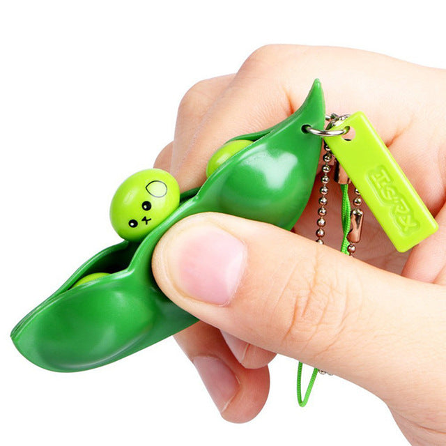 Fidget Toys Decompression Edamame Squishy Squeeze Peas Beans Keychain Cute Stress Adult Rubber Boys Xmas Gift