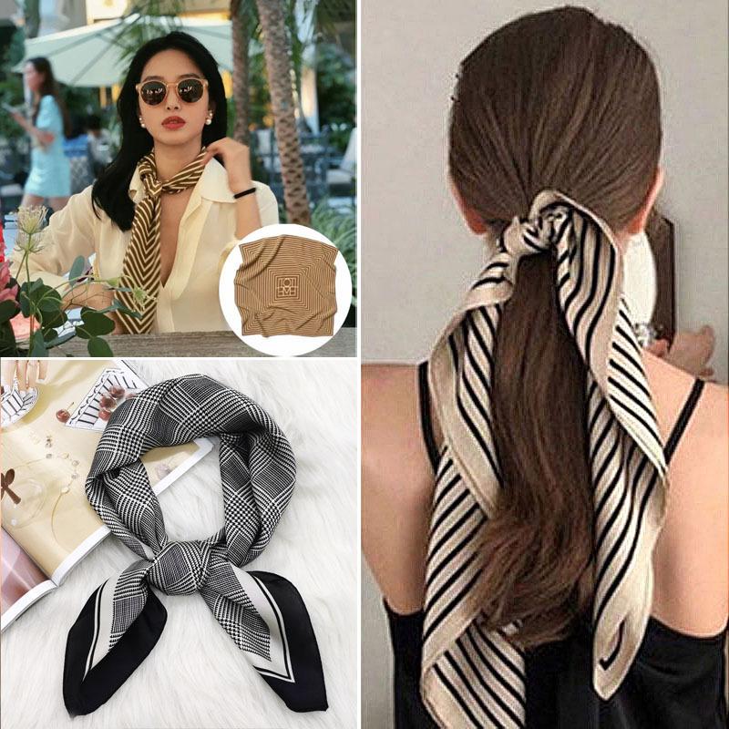 Scarves Female Korean Decorative Versatile Thin Ribbon Imitation Silk Professional 70cm Small Square Scarf