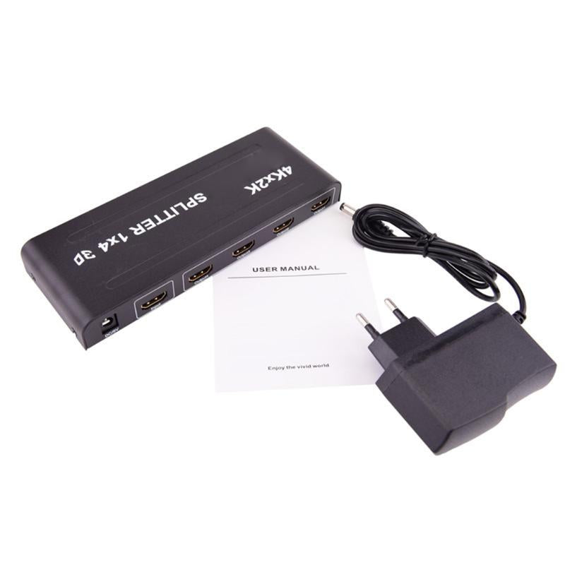 Audio Cables & Connectors Arrival HD Splitter 1x4 1 In 4 Out Port 1080P 3D 4Kx2K Duplicator Switcher Power Adapter PC TV Box DVD