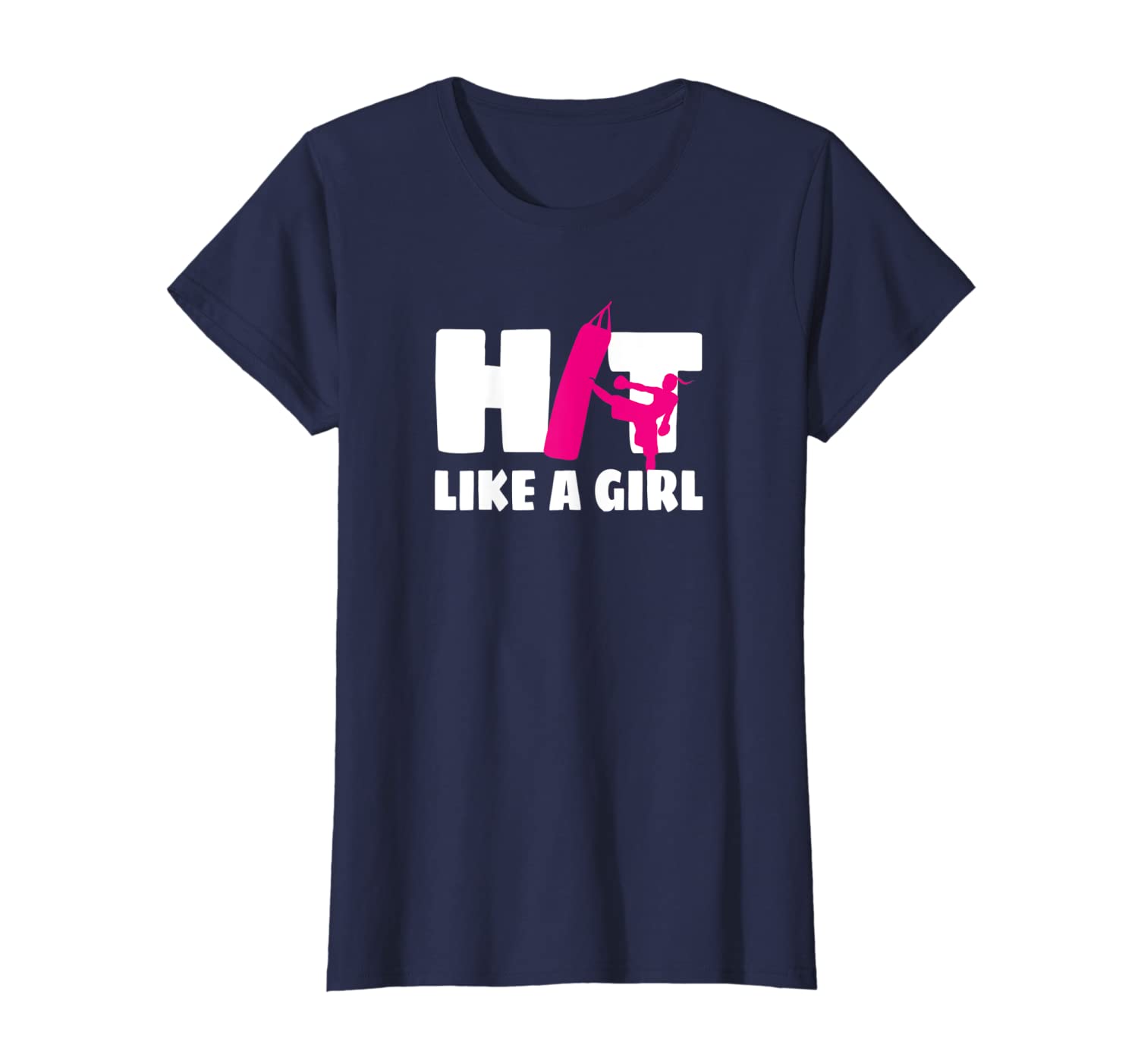 Hit Like A Girl Kickboxing T Shirt Kickboxer Gift Women Tee