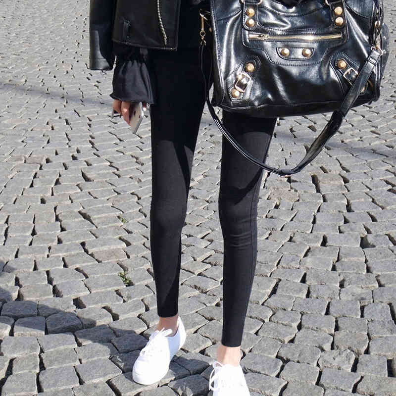 Women&#039;s Jeans High Waisted Hole 9 - 2021 Autumn Korean Skinny Tight Black Beggars&#039; Leggings