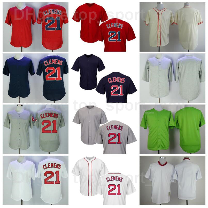 Retro 1914 1936 1967 Vintage Baseball 21 Roger Clemens Jersey Retire Stitched Team Red White Navy Blue Grey Cooperstown Pullover Flexbase Cool Base